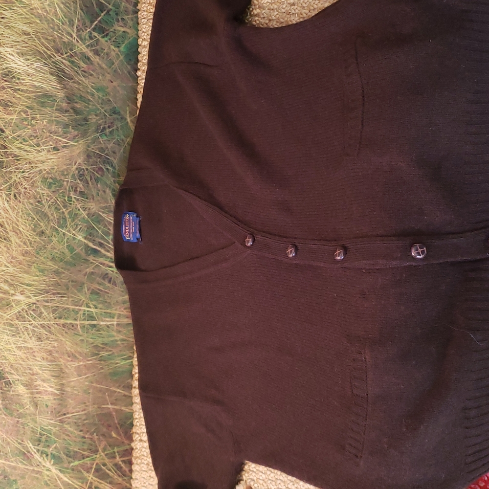 Brown Pendleton Wool Cartigan Sweater XL
